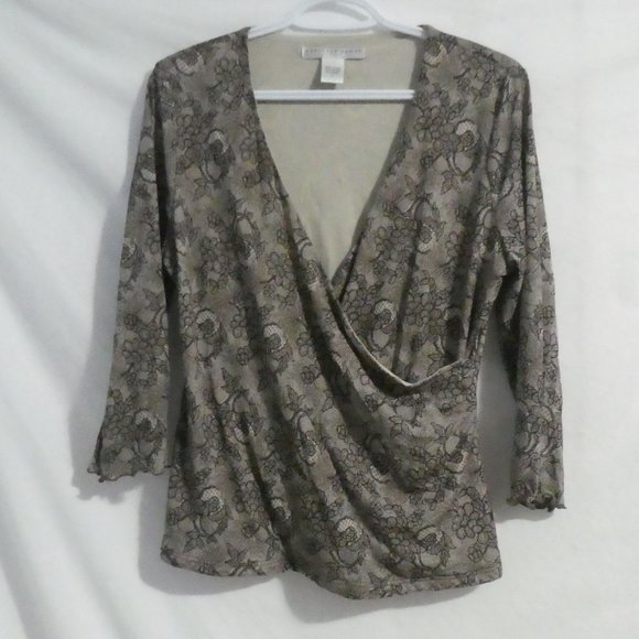 GEOFFREY BEENE | large | Floral Print V-Neck Blouse | Made In USA | NWOT - Picture 1 of 16